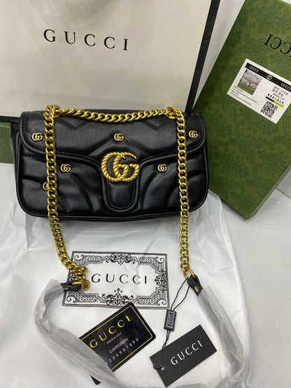 Gucci GG Marmont Mini Logo Studded Crossbody Bag With Box