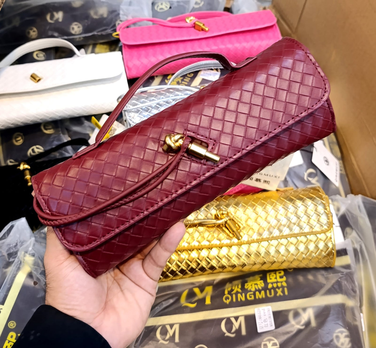 Bottega Veneta Andiamo Burgundy Long Clutch