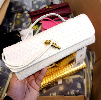 Bottega Veneta Andiamo White Long Clutch With Box