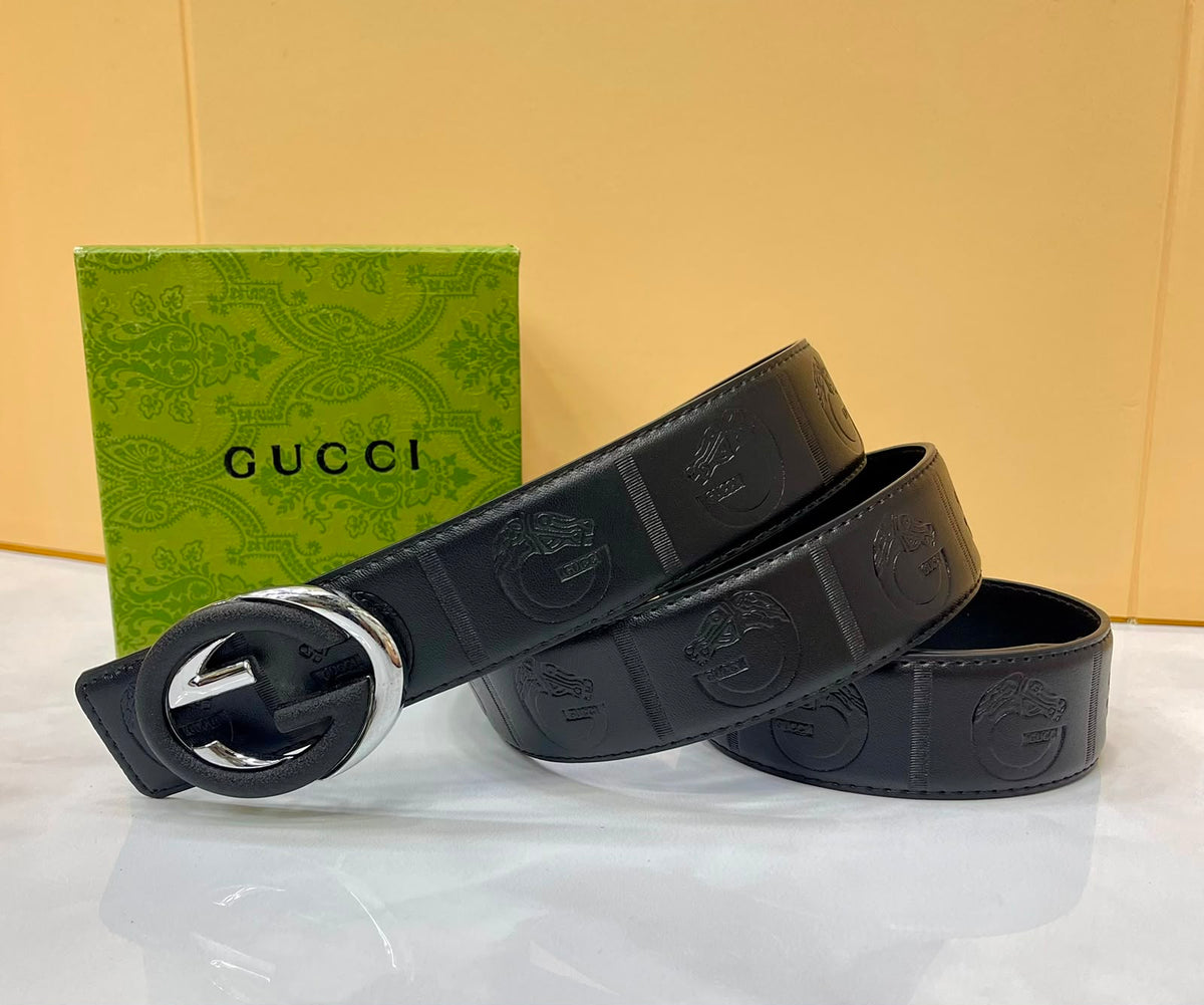Gucci Interlocking G Horse Head Leather Belt