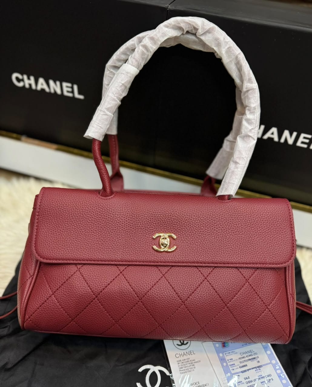 Chanel Grained Calfskin Bag With Brand Box