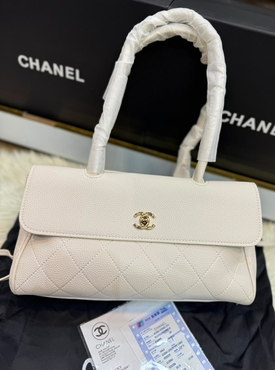 Chanel Grained Calfskin Bag With Brand Box