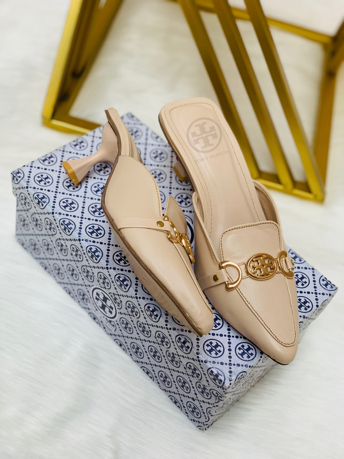 Tory Burch Pointed-Toe Mule Heels