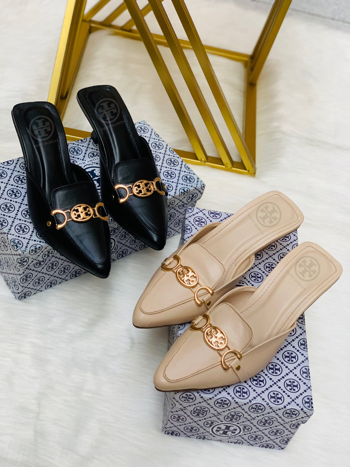Tory Burch Pointed-Toe Mule Heels