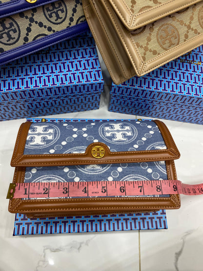 Tory Burch T Monogram Denim Small Shoulder Bag