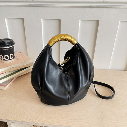 Metal Handle Soft PU Dumpling Shoulder Bag