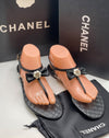Chanel Lambskin Grosgrain Camellia Thong Sandals