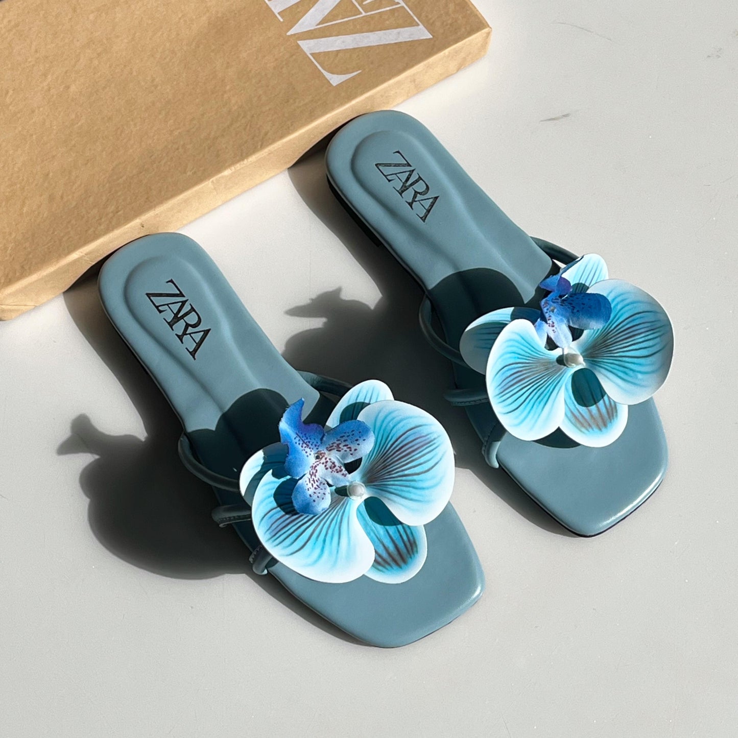 ZARA 3D Flower Slide Sandals