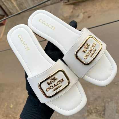 COACH Evy Leather Slip-On Sandals