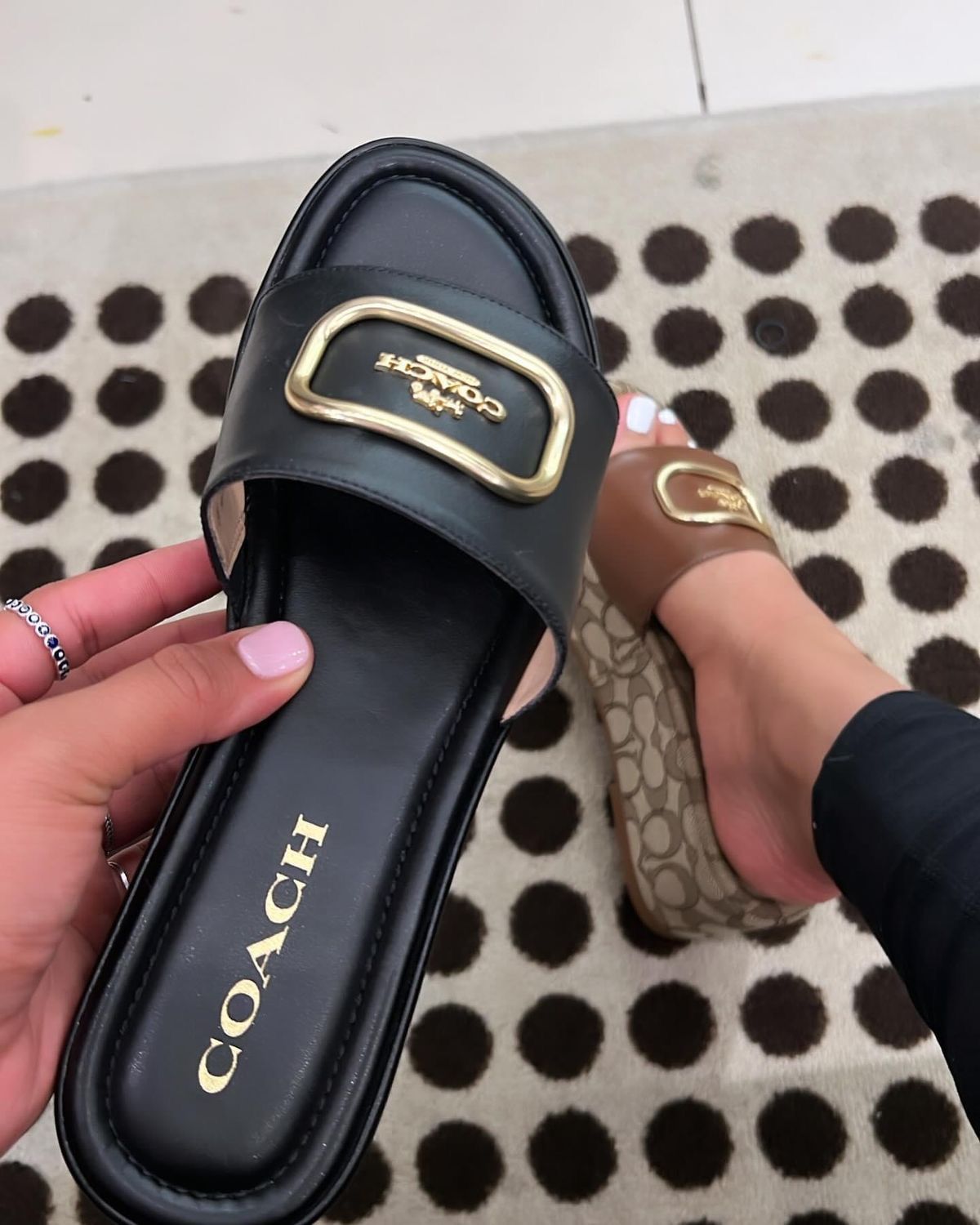 COACH Evy Leather Slip-On Sandals