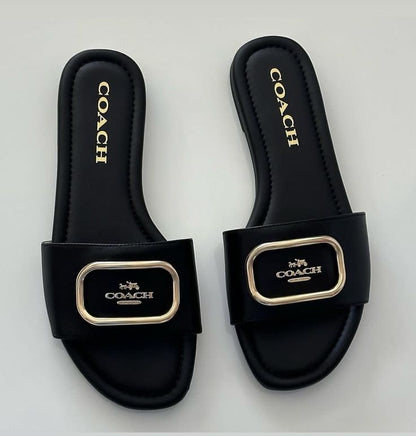 COACH Evy Leather Slip-On Sandals