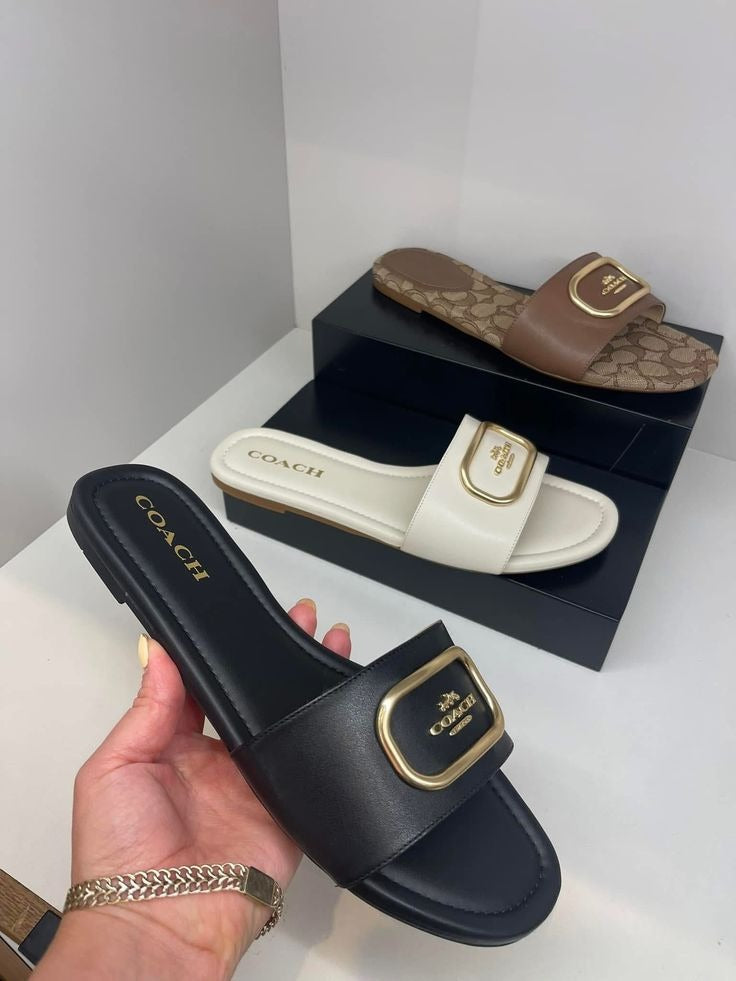 COACH Evy Leather Slip-On Sandals