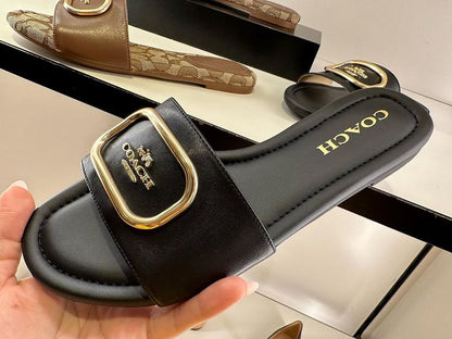 COACH Evy Leather Slip-On Sandals