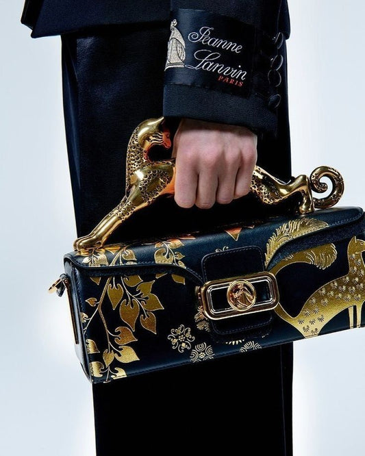 LANVIN | Pencil Cat Bag in Shiny Leather & Rhinestones