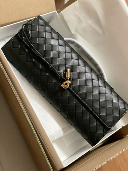 Bottega Veneta Andiamo Black Long Clutch With Box