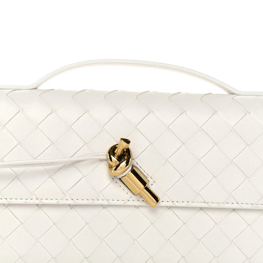 Bottega Veneta Andiamo White Long Clutch With Box