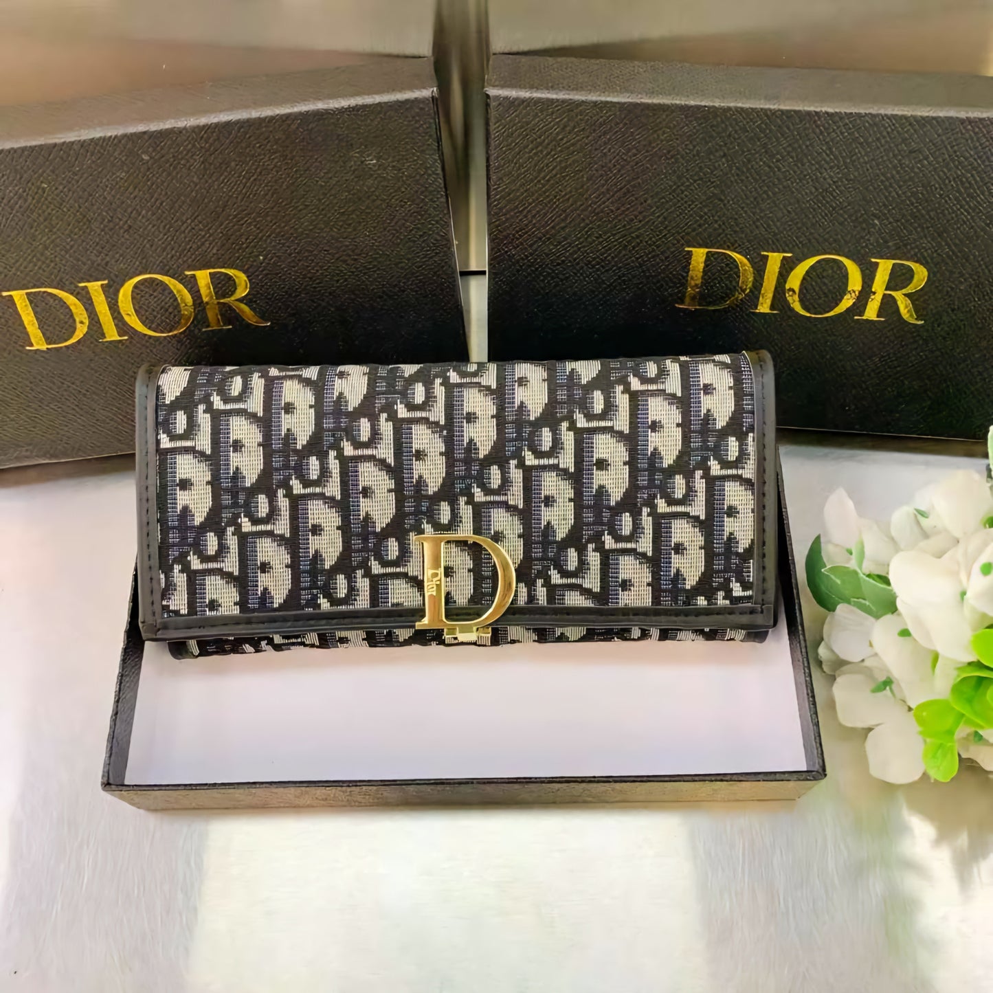 Dior Saddle Long Wallet with Chain
