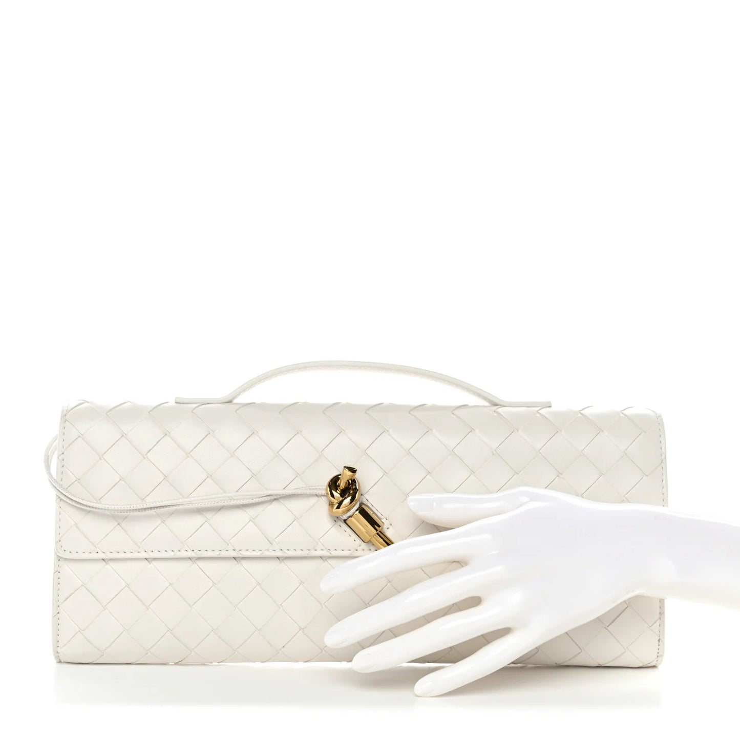 Bottega Veneta Andiamo White Long Clutch With Box