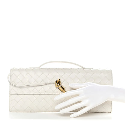 Bottega Veneta Andiamo White Long Clutch With Box