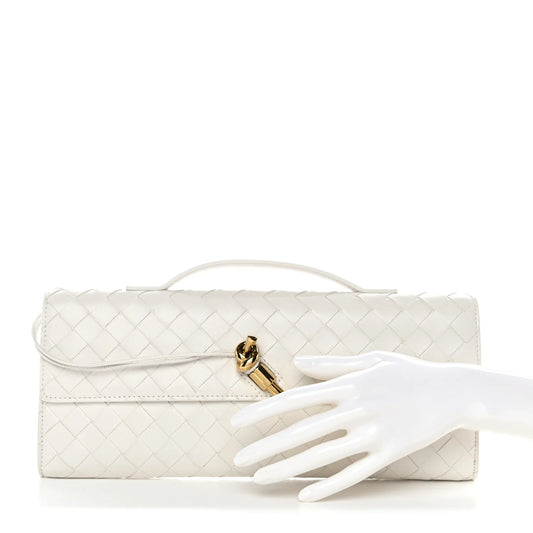 Bottega Veneta Andiamo White Long Clutch With Box