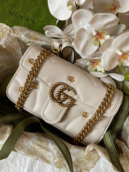 Gucci GG Marmont Mini Logo Studded Crossbody Bag With Box