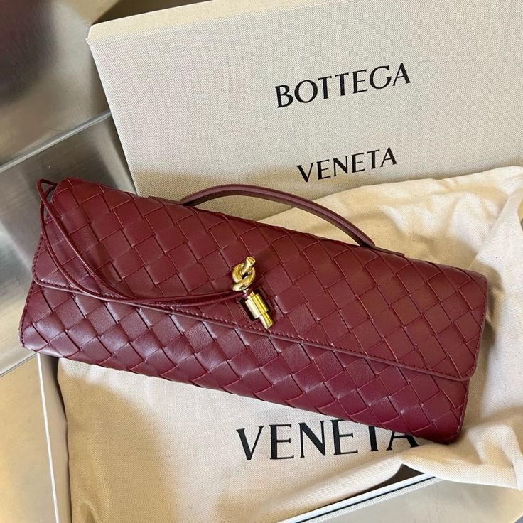 Bottega Veneta Andiamo Burgundy Long Clutch