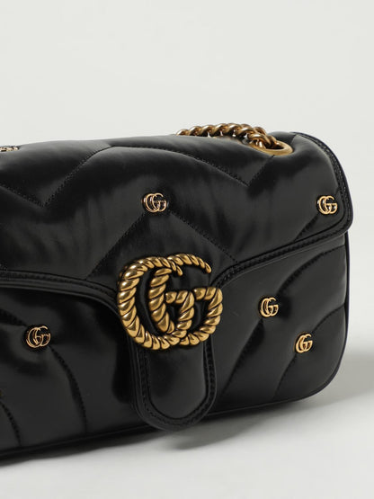 Gucci GG Marmont Mini Logo Studded Crossbody Bag With Box