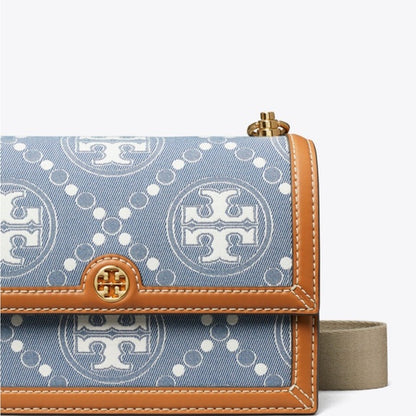 Tory Burch T Monogram Denim Small Shoulder Bag